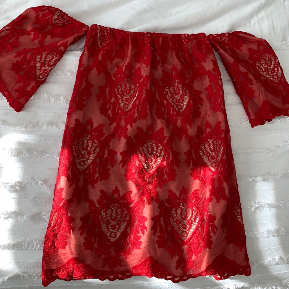 Storee Lace Red Dress